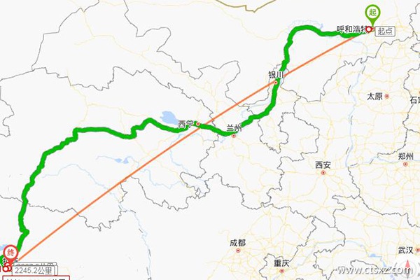 呼和浩特到西藏自駕路線